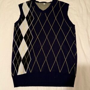 Men's Argyle Sweater Vest - Navy and Black